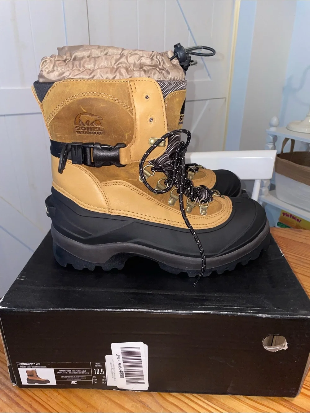 Sorel Conquest Waterproof Boots In British Tan Leather Men’s Sz 10.5 NWB